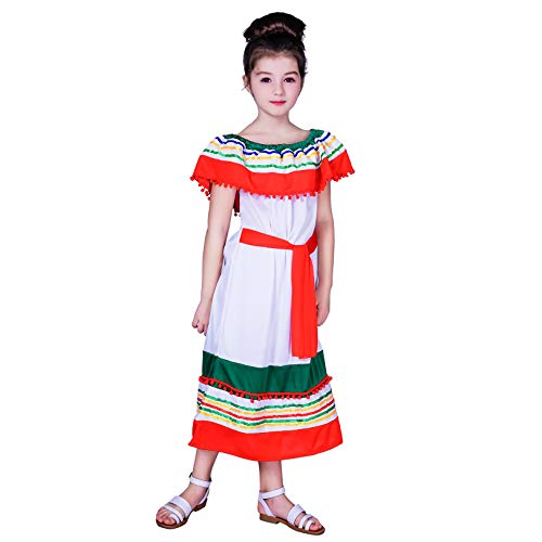 Pgond Girls Mexican Traditional Dress Party Costume 7-9Y #TOP26