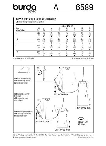 Burda Ladies Easy Sewing Pattern 6589 Double Layer Dress & Top #TOP3