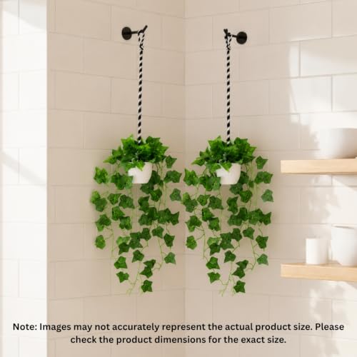 Image of fancymart Artificial Hanging Ivy Plant with White Hanging Pot & Rope, Pack of 2, Realistic Green Leaf Creeper for Home, Office, Living Room & Wall Decor, 60 cm Height