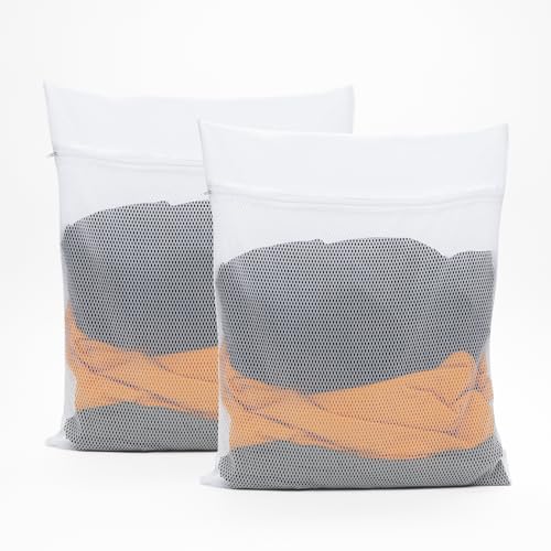 2 Pcs Mesh Laundry Bags for Washing Machine | 50x40cm Net Washing Bags for Laundry Delicate Items | Laundry Bags with Zips for Underwear, Bra Wash Bag, Baby Clothes, Socks & More | Delicates Wash Bag