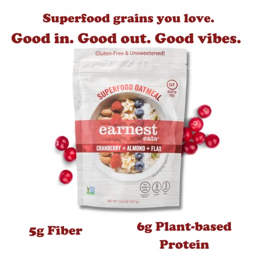 Earnest Eats Superfood Cranberry Flax Oatmeal, Sugar Free, Vegan, Gluten Free (6 Pack) #TOP2