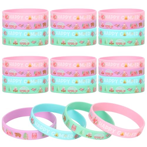 24 Pulseras de silicona para recuerdo de fiesta de campamento con tiendas de campaña