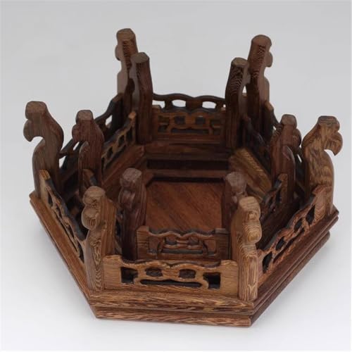 Base de bonsaï support présentation bureau en bois sculpté hexagonal