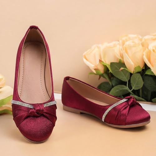 Image of toothless Kids Girls Belly Shoes | Shimmer Ballerinas with Rhinestone Detail | Comfortable Slip-On Ballet Flats, Festive Occasions & Weddings