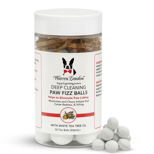 Warren London Deep Cleaning Paw Soak for Dogs – 30 Count Fizz Balls | Soothes Itchy, Irritated Paws with Seaweed, Tea Tree Oil & Aloe | Anti-Lick Paw Relief & Easy 5-Minute Spa
