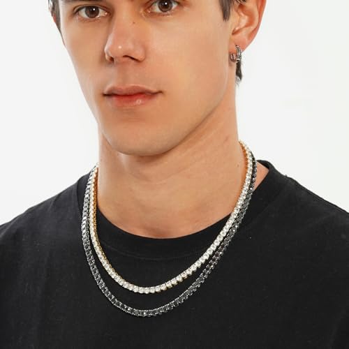 5MM Colorful Baguette Tennis Necklaces For Women Chains 14K Golden Silver Plated 5A+ Cubic Zirconia Tennis Mens Chain Necklaces Woman3