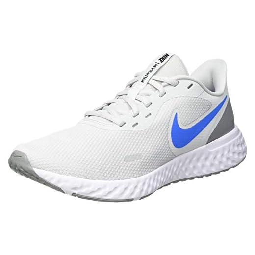 Nike Herr Revolution 5 löparskor, foton damm/foto blå-partikel grå-svart-vit, 5 UK