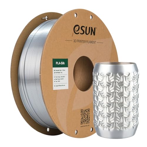 Image of eSUN Silver Silk PLA Filament Silky Shiny 3D Printing PLA Filament 1.75mm Dimensional Accuracy + /- 0.03mm, 1kg Carboard Spool (2.2lbs) 3D Printer Filament