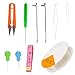 Agujas de Abalorios Surtidas Agujas de Hilo de Abalorios Rectos Largos 20m Transparente 0.5mm Hilo Invisible Enhebrador de Aguja Tijeras punzón para Pulsera Collar y Otras Manualidades