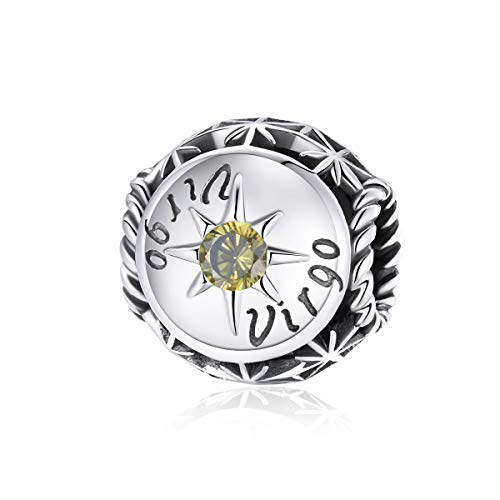 Image of 12 Constellation Charms 925 Sterling Silver Crystal Zircon Charms Family and Friends' Birthday Charm Birthstone Charms for Women Bracelets