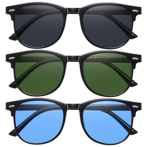 Image of 3 Pack Round Retro Sunglasses for Women Men, UV400 Protection | Lightweight Frame, Comfortable Fit, Classic Vintage Design, Easy Styling, 90s Vintage Style
