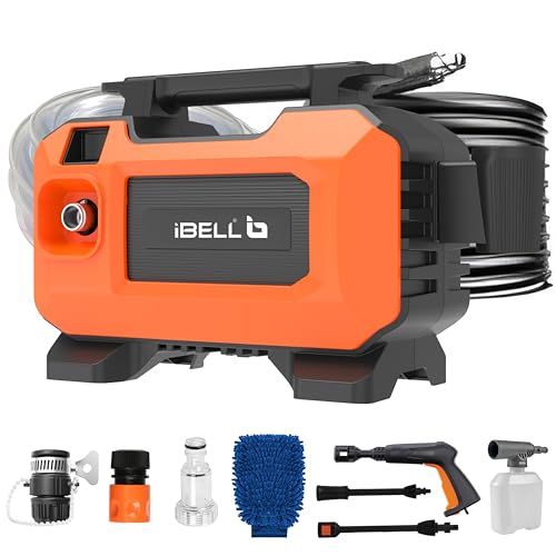 IBELL WIND45 High Pressure Washer, 1900W Motor, 130 Bar Car Washer High Pressure Gun, 7.2 L/Min Flow, 5M Hose, Portable Pressure Washer for Car, Bike,