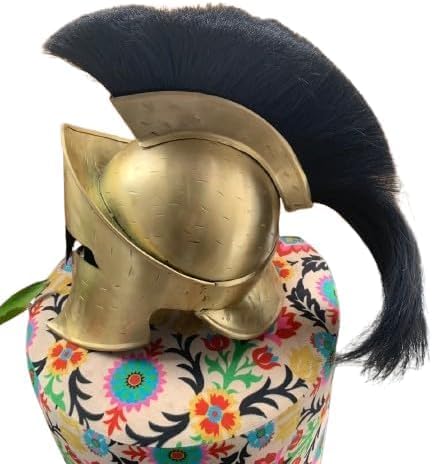 Helmet Handmade Greek Corinthian Armour with Black Crest Metal Replica Helmet for Cosplay, LARP, Halloween, Costume or Display