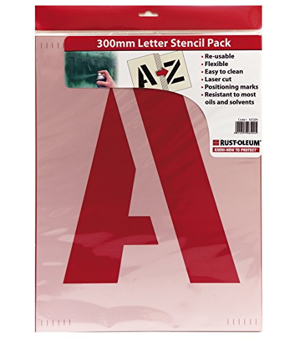 RUST-OLEUM V2504 Stencil Pack, Herbruikbaar en Duurzaam, 300 mm A-Z, Gebroken wit