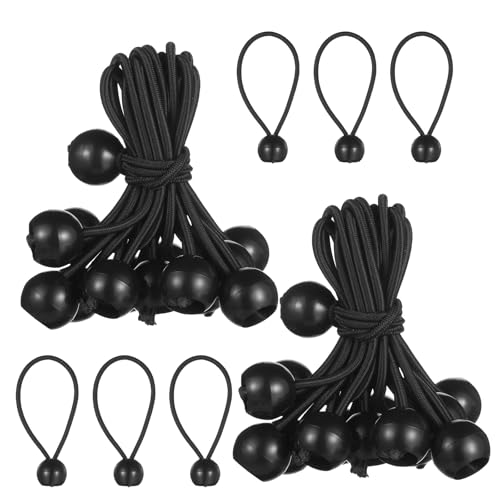 LXUEJIE 30 Stück Spanngummis mit Kugel, Schwarz Planenspanner mit Kugel Planenbefestigung Gummispanner Zeltgummis zum Festzurren für Campingzelten Banner Überdachungen Planen Zelt Netz(10cm)