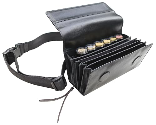 CLAIRE-FONCET Riñonera, Cartera Caja para Camarero en Cuero genuino de Búfalo, Con dispensador de 6 monedas, Cierre de Imán, ideal para Camarero, Camarera, Bar, Cervecerias, Pubs, Restaurantes, Ferias