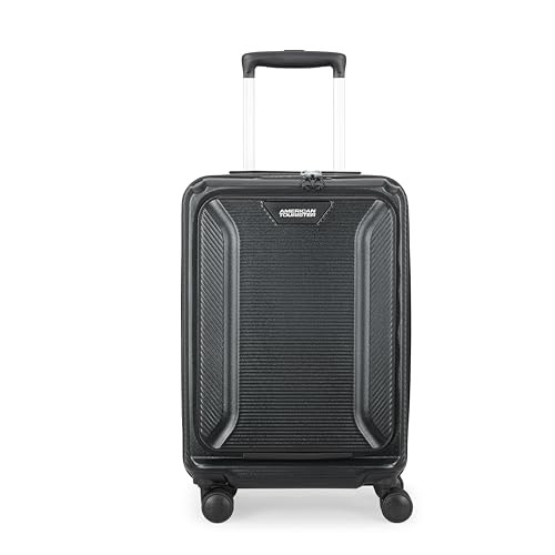 Image of American Tourister Robotech FTL | Cabin Trolley Bag (55 cm) | 360 8 Wheel Travel Luggage with Laptop Compartment|Hard Luggage Polycarbonate Suitcase|Recessed TSA Lock with USB|3 Years Warranty|Black