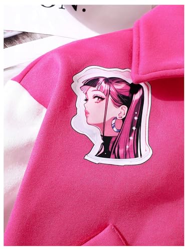 WDIRARA Girl's Color Block Graphic Bomber Jacket Button Down Varsity Jackets Long Sleeve Outerwear4
