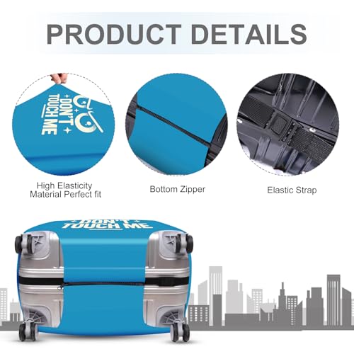 ANNA QUEEN Funny “Don’t Touch Me” Luggage Cover, Bold Blue Suitcase Protector with Angry Eyes Design, Stretchable, Washable Travel Cover for 24-26 Inch Luggage4