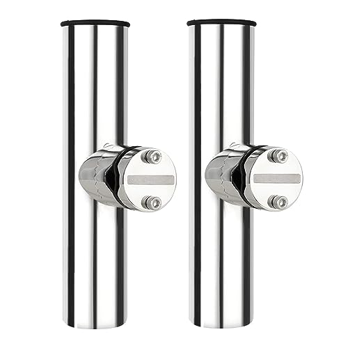 QISHUO Boat Clamp Rod Holders Marine Adjustable Marine Rods Holder Steel Mount Rail Rod Holders Stainless 2Pcs