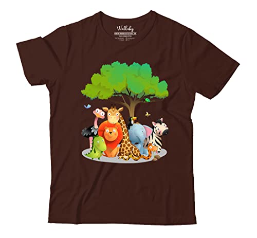 Image of Boys & Girls Cute Jungle Animals Theme 100% Cotton Unisex Kids T-Shirt