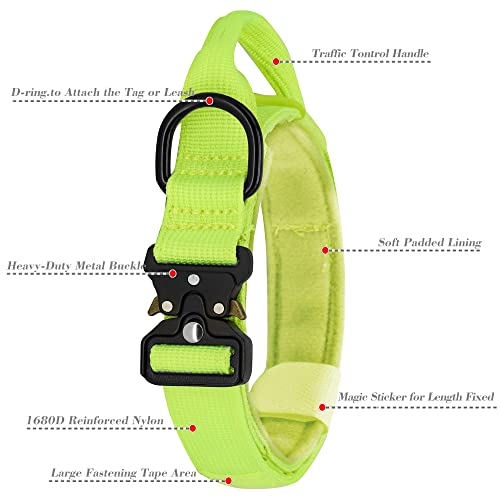 YoothBro Puppy 1 Inch Tactical Dog Collar, K9 Military Nylon Collar with Heavy Duty Metal Buckle for Medium Large Dogs Fluo-green, S - Image 2
