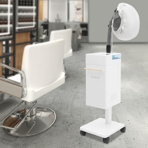 Professional Hair Steamer on Wheels Multi-Functional Nano Hair Steaming Machine Hair Color Processor Freestanding Hair Care Equipment for Home Salon Spa Barber Shop (White)