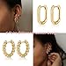 MIDEEO Gold/Silver Chunky Hoop Earrings Set for Women, 14K Gold Plated Twisted Huggie Hoop Earring Hypoallergenic Thick Open Lightweight Chunky Hoop Earrings Jewelry for Gifts