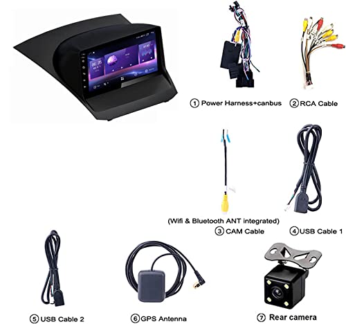 Ficha técnica Radio Estéreo para Coche Android 12 Navegación GPS de 9 Pulgadas para Ford Fiesta 2009-2017 Reproductor Multimedia Estéreo Compatible con SWC FM RDS WiFi USB Bluetooth Cámara de Visión Trasera - Fernando Cortés