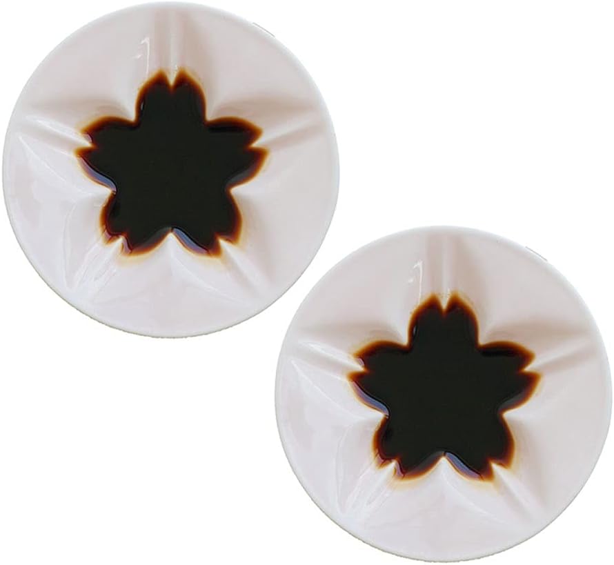 Sauce Dipping Bowls 3.94inch Flower Shape Ceramic Sauce Dish Appetizer Plates Mini Side Seasoning Dish Condiment Dishes Sushi Soy Dipping Bowls Snack Serving Saucer Small Pinch Bowls for Ki