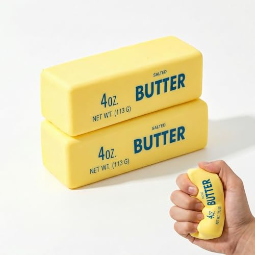 2 PCS Squishy Butter Stick Slow Rise Soft PU Stress Reliever Squeeze Butter Toy Stress Relief & Fidget Toy Portable Pocket Size for Office & Travel Anxiety Relief Holiday and Party Gift