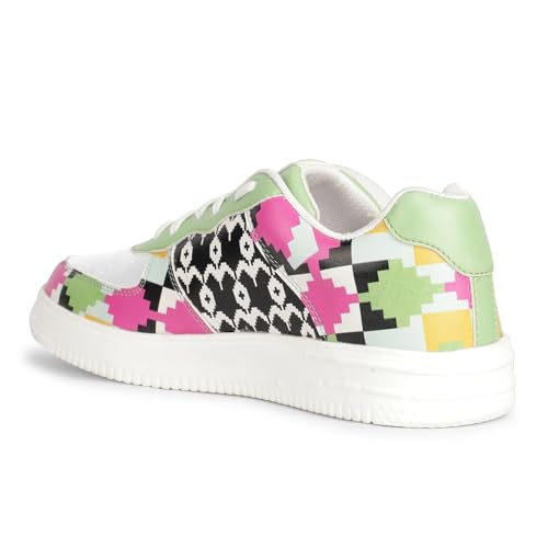 Image of Liberty Leap7x MJH-M02 Himalayan Handloom Printed Sneakers For Men With PVC Upper | EVA Sole Casual Shoes With Lacing | Comfortable Footbed | Memory Foam Insole | Lightweight, Stylish & Modern (White)