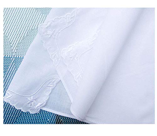 Mileymarla Ladies Embroidery Cotton White Handkerchiefs Lace Wedding Hankiesa-3Pcs #TOP2