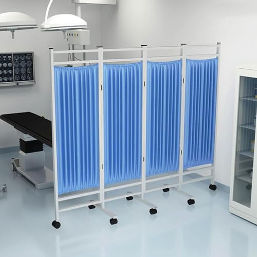 Paravent médical 4 panneaux sans assemblage avec roulettes pour séparation de pièce
