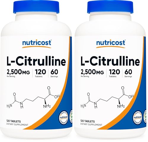 Image of Nutricost L-Citrulline 2500mg Per Serving, 60 Servings, 1250mg Per Tablet, 120 Tabs - GMO-Free and Gluten Free Supplement (Pack of 2)
