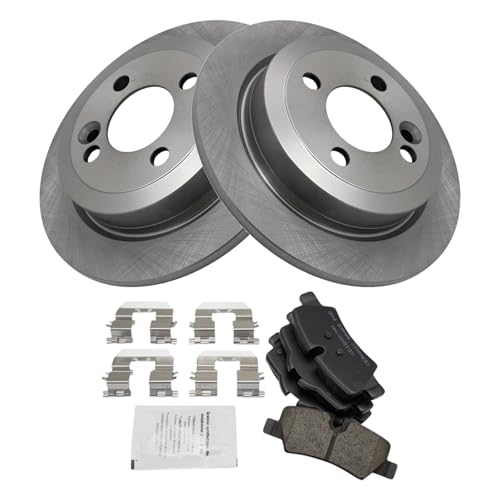 Image of TRQ Rear Brake Pad and Rotor Set Ceramic Compatible with 2014-2015 Mini Cooper