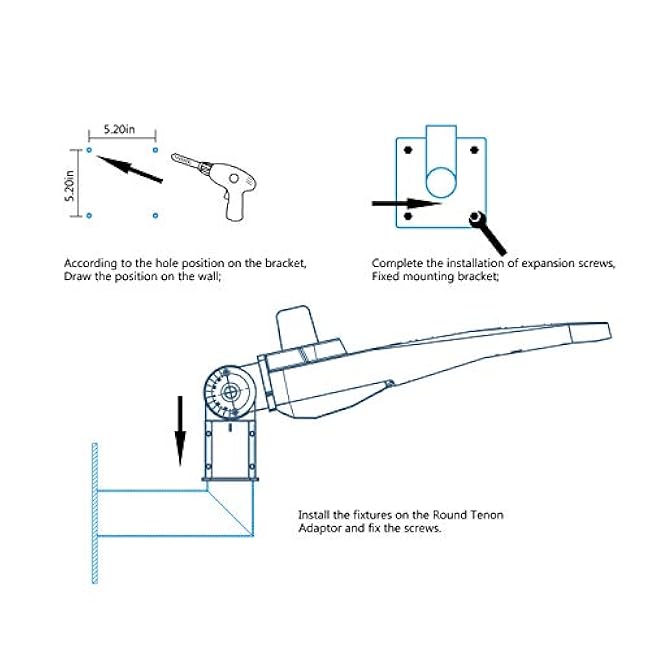 Wall Mount L Shape Bracket for Slip Fit Light LED Parking Lot Lights Shoebox Pole Lighting for Street Area Stadium (2 3/8inch-90 Degree Angle)