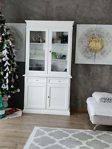 Miniatura 5 de Mar.C.A. Design, Vitrina Salon, Alacena De Cocina Madera, Color Blanco - Libreria Estanteria De Vidrio Para Varios Usos Y Ambientes - Mueble Cocina Y Mueble Salón Clásico 105x42x205h - Made In Italy