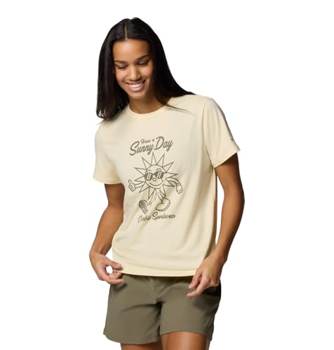 Columbia Women's Sun Trek Graphic Short Sleeve III, Lemon Wash/Shine On, X-Small by Columbia - Used condition - Image 5