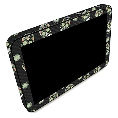 Image of MightySkins Carbon Fiber Skin Compatible with Amazon Echo Show 8 (Gen 2) - Nighttime Skulls | Protective, Durable Textured Carbon Fiber Finish | Easy to Apply