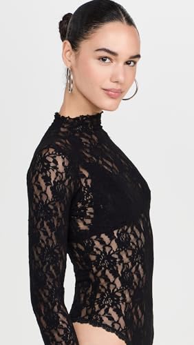 hanky panky Women's Signature Lace Mock Neck Long Sleeve Thong Bodysuit4