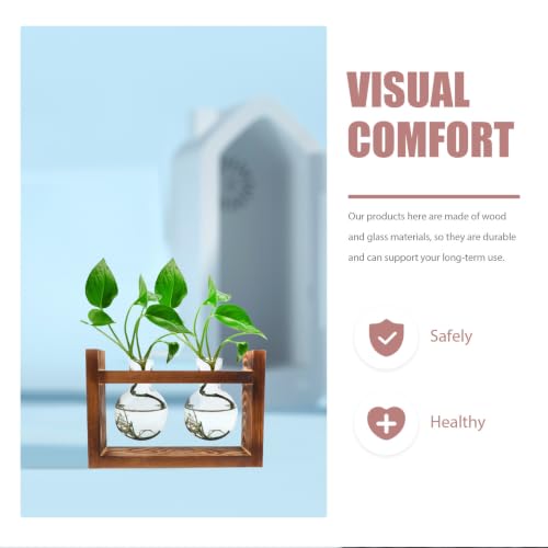 Maceta creativa de vidrio y madera para decorar salones modernos y mesas de hogar 4