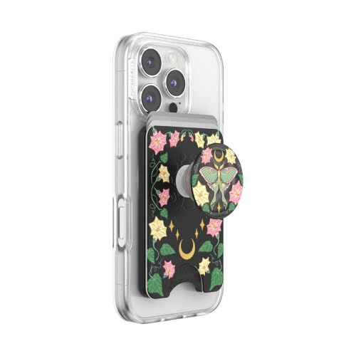 Image of PopSockets Phone Wallet for MagSafe with Grip- Moon Flower