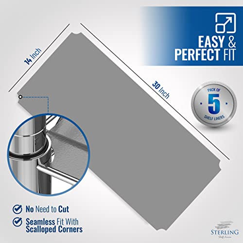 Shelf Liners For Wire Shelf System - Set Of 5 In Graphite - 14 X 30 Inch - Plastic Wire Shelving Shelf Mats #TOP1