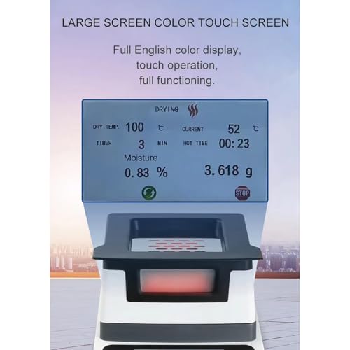 Analizator wilgoci, miernik wilgotności ziarna, szybkoschnący analizator laboratoryjny z wyświetlaczem LCD, regulacja temperatury 40-160°C, dokładność 50 g/0,001 g
