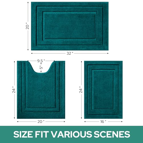 HOMEIDEAS Atlantic Blue Bathroom Rugs Set of 3, Non Slip Bath Runners by HOMEIDEAS - Used condition - Image 2
