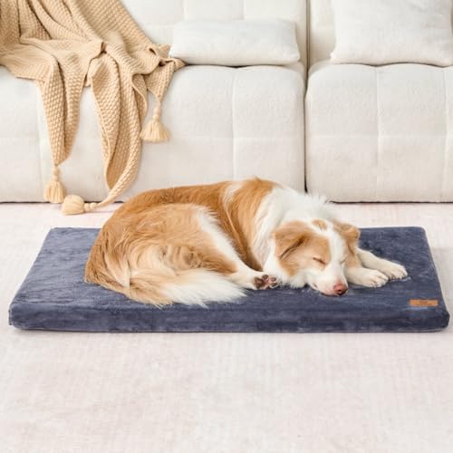 LIORCE Dog Crate Pad - Dog Bed Large Sized Dogs with Removable Washable Cover and Waterproof Lining - XL Memory Foam Pet Bed for Crate - Reversible Kennel Mat (Cool & Warm), 42-inch, Dark Grey by LIORCE - Used condition - US$31.45