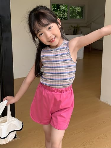 Image of BINIDUCKLING Toddler Tank Top Girls Summer Cute Striped Sleeveless Top 24 Months-8 Years