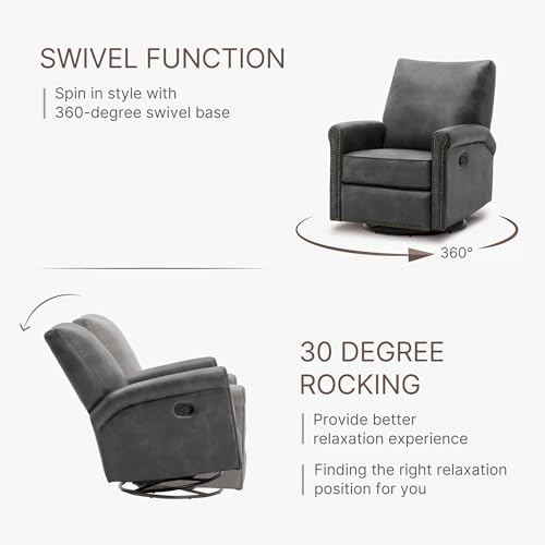 Sillón reclinable de cuero sintético Gris oscuro miniatura 7