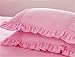 Lotus Karen Pink Princess Duvet Cover Set Full Size Ruffles with Lace Bedding Set for Girls Romantic Korean Style Bed Set (1Duvet Cover, 2Pillowcases)